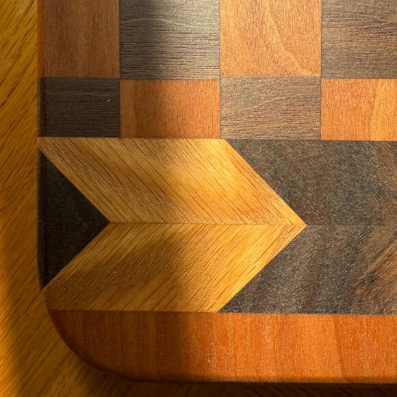 Cutting Board Hand Crafted Star of David Mixed Hardwoods Reversible Judaica - Picture 7 of 7